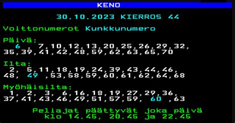 keno tulokset eilen tänään.